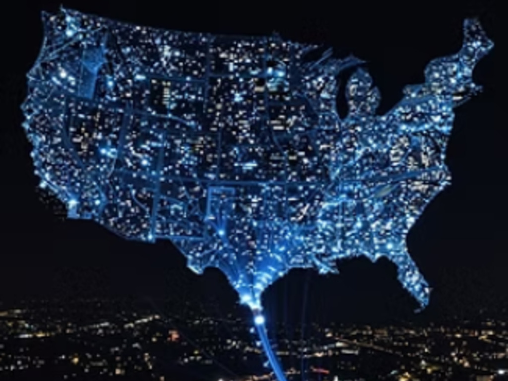 Fiber network map across the United States